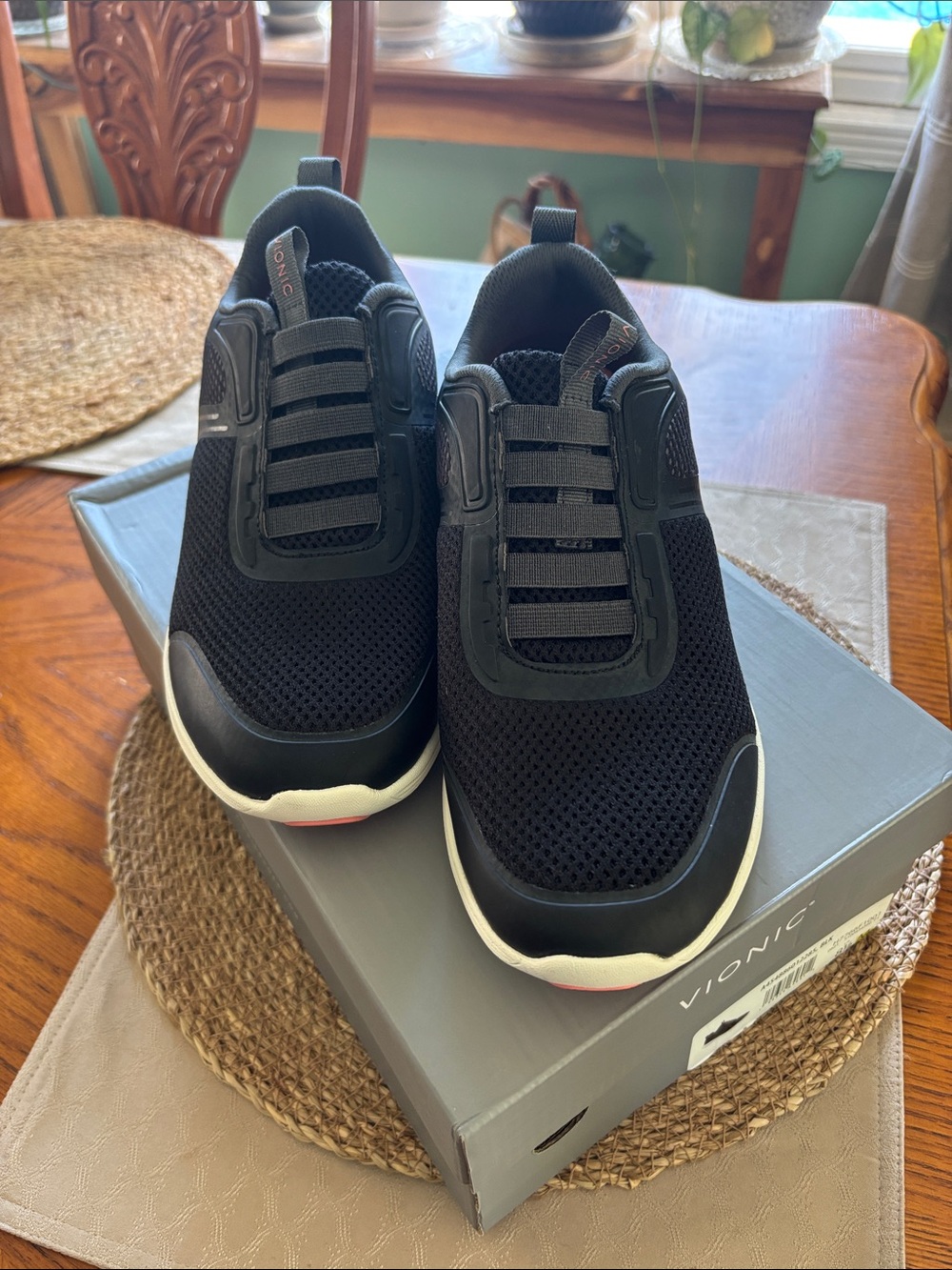 Vionic Black Slip-On Sneakers with White Sole